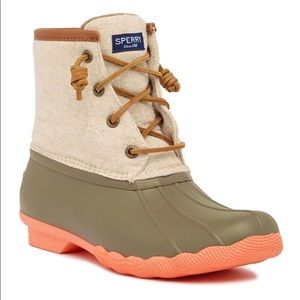 Sperry Saltwater Duck Boots w/coral sole